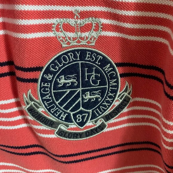 BOSSINI PREMIUM Men Polo Shirt Pink with Stripes Embroidery Logo Cotton Sz L - Picture 3 of 6